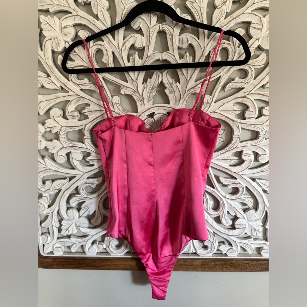 Zara Pink Satin Corset Bodysuit NWOT | Blogger Favorite Date Night Top Sexy Luxe - Picture 10 of 11